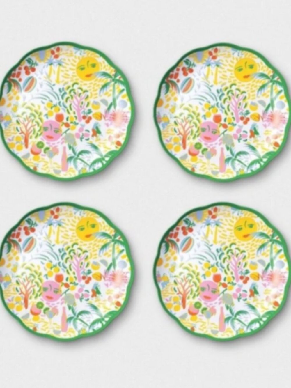 NWT 4pc Vacation Melamine Dinner Plates Yellow/Green - Roller Rabbit x Target